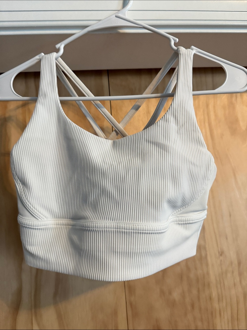 lululemon athletica energy White Ribbed Crisscross Sports Bralette
